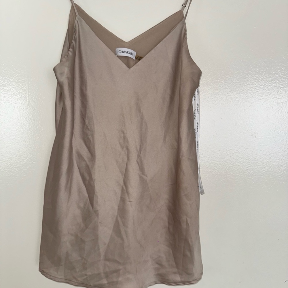 Calvin Klein Taupe/Gold Satin Top